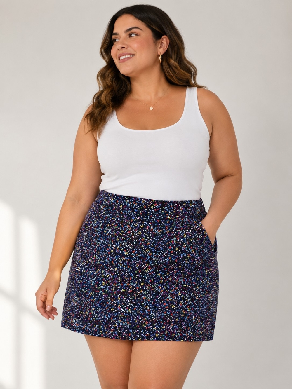 RAFAEL Navy Confetti Mini Skirt